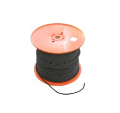 Tau, polyester (PES), Ø6mm, svart, rull m/ca. 200 løpemeter