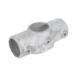 Pipeclamp Angled Two Socket Cross 4-10 Degree, Doughty T17625 - silver