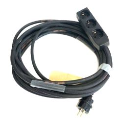 Skjøtekabel gummi, 16A 2x2.5mm²+J, m/3-veis Schuko - 30m