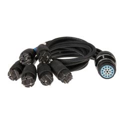 Blekksprut for multikabel, 6x1m 2.5mm² m/ Socapex 19 pin