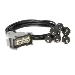 Blekksprut for multikabel, 6x2m 1.5mm² m/ Harting 16 pin, sv